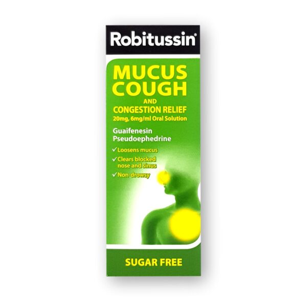 Robitussin Mucus Cough and Congestion Relief 20mg 6mgml Oral Solution 100ml