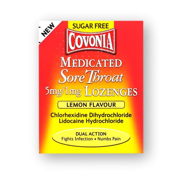 Covonia Medicated Sore Throat Lozenges Lemon Flavour 36's