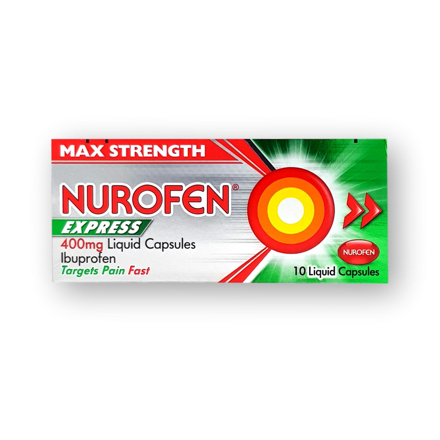 Nurofen Express Max Strength 400mg Liquid Capsules 10’s – Welfare ...